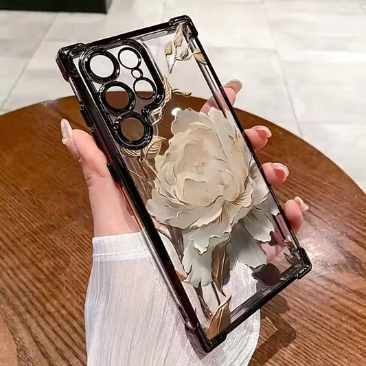 Golden Lotus Flower Plated Phone Case - Samsung