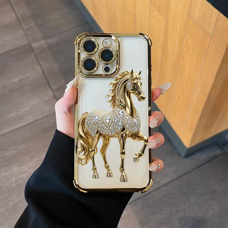 Elegant and Luxurious Golden Horse Soft Case