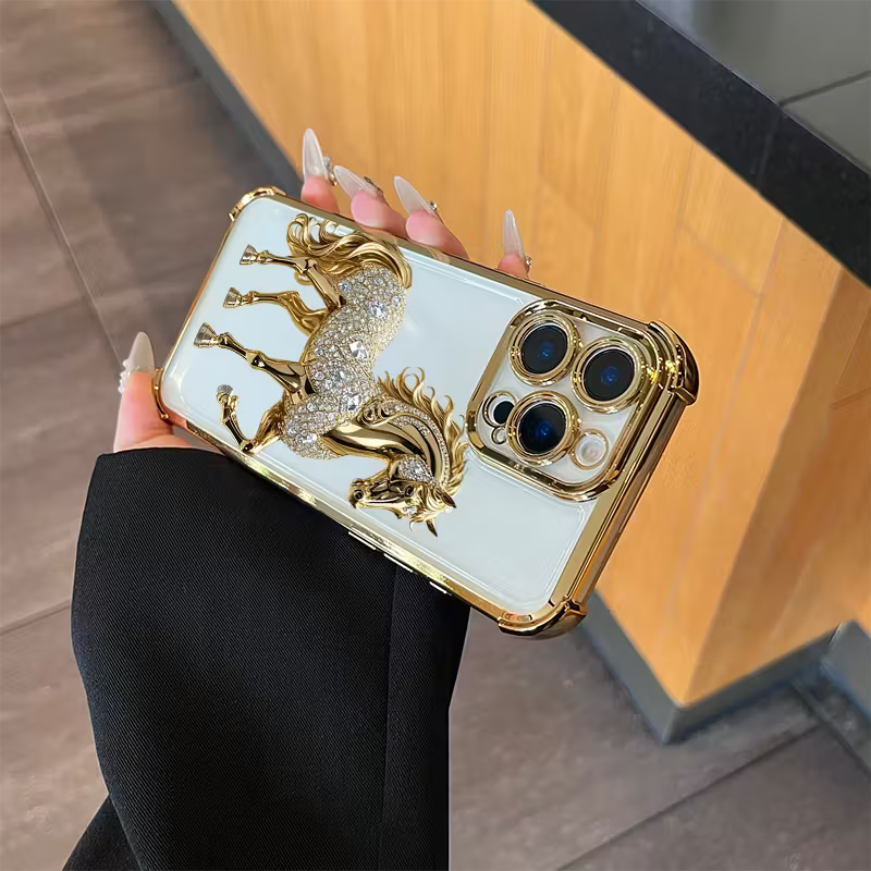 Elegant and Luxurious Golden Horse Soft Case