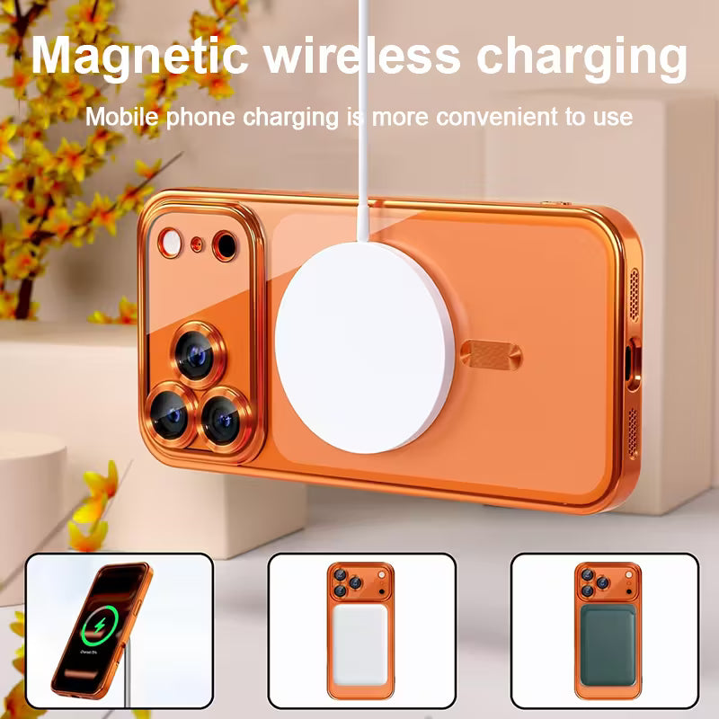 Luxury Plating Transparent Magnetic Wireless Charging Soft Phone Case