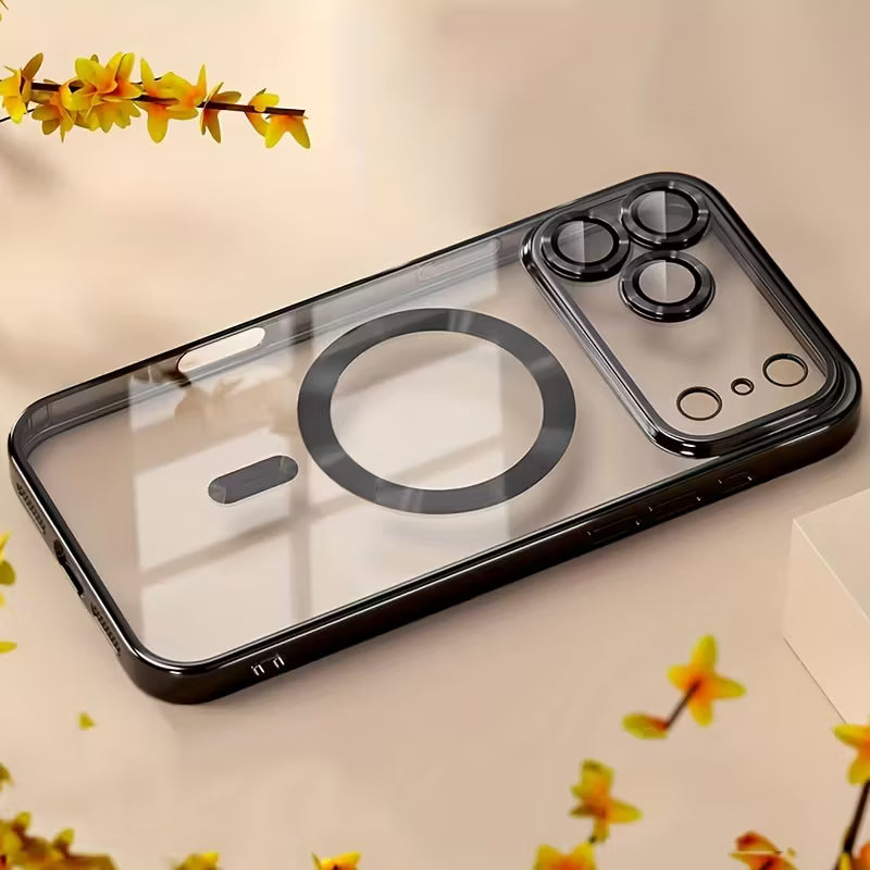 Luxury Plating Transparent Magnetic Wireless Charging Soft Phone Case