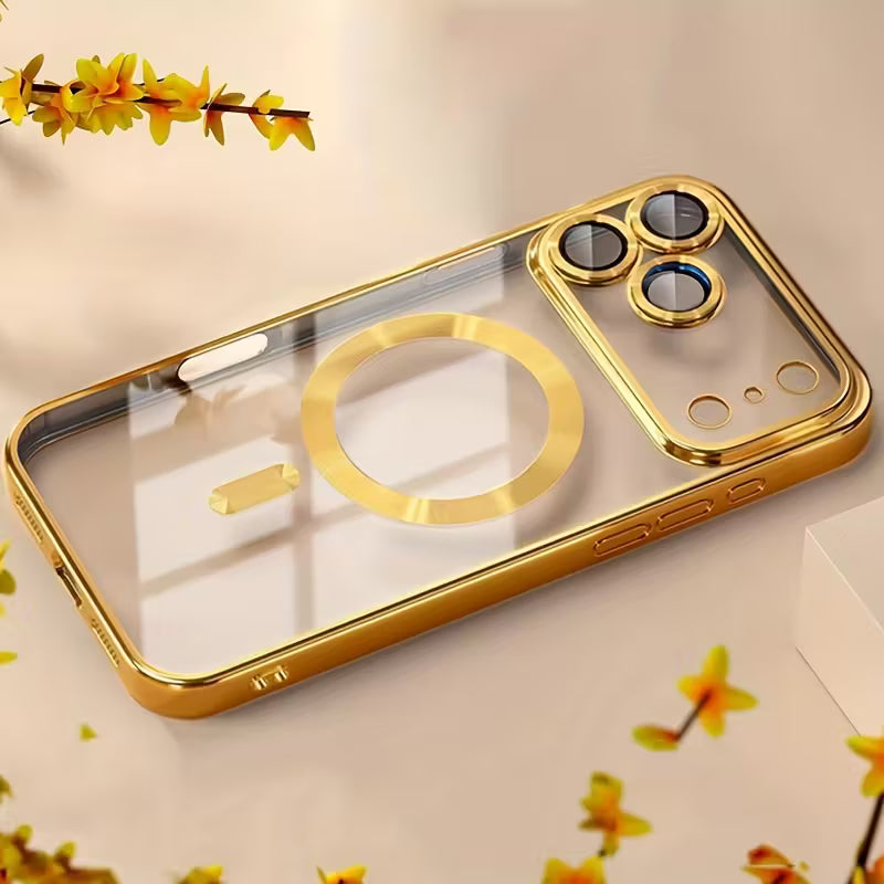 Luxury Plating Transparent Magnetic Wireless Charging Soft Phone Case
