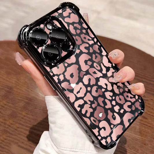 Transparent Phone Case with Gradient Leopard Design - Apple