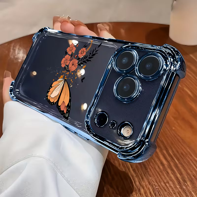 Floral & Butterfly Pattern Electroplated Transparent