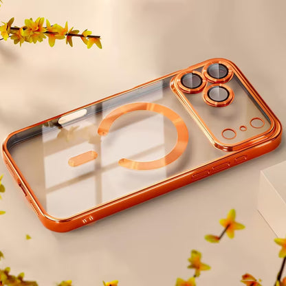 Luxury Plating Transparent Magnetic Wireless Charging Soft Phone Case
