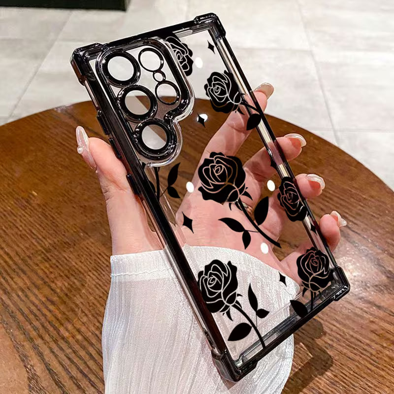 Black Rose Electroplated Transparent Design -Samsung