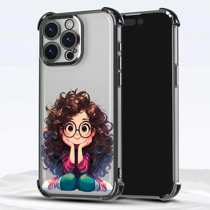Lovely Girl Plating Design Transparent Phone Case - Apple