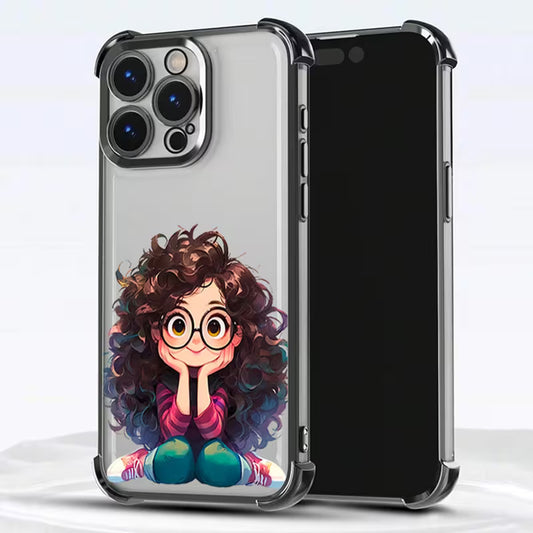 Lovely Girl Plating Design Transparent Phone Case - Apple