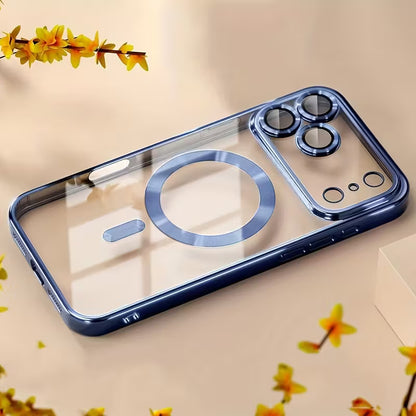 Luxury Plating Transparent Magnetic Wireless Charging Soft Phone Case