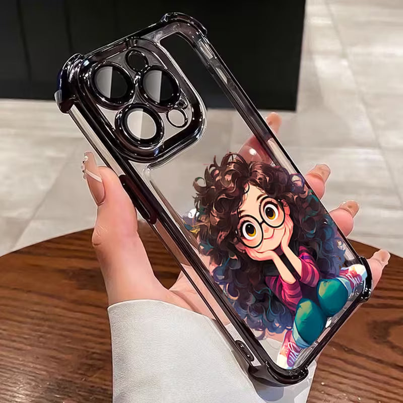 Lovely Girl Plating Design Transparent Phone Case - Apple