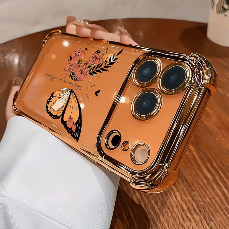 Floral & Butterfly Pattern Electroplated Transparent