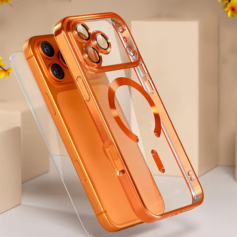 Luxury Plating Transparent Magnetic Wireless Charging Soft Phone Case