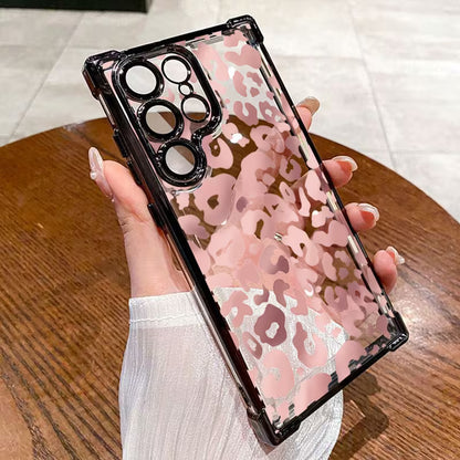 Transparent Phone Case with Gradient Leopard Design-Samsung