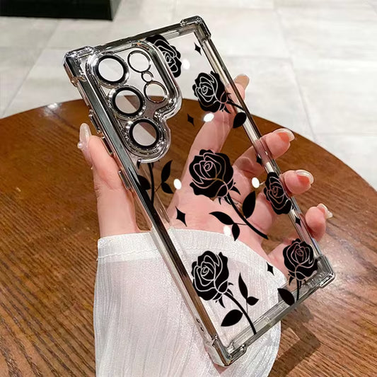 Black Rose Electroplated Transparent Design -Samsung