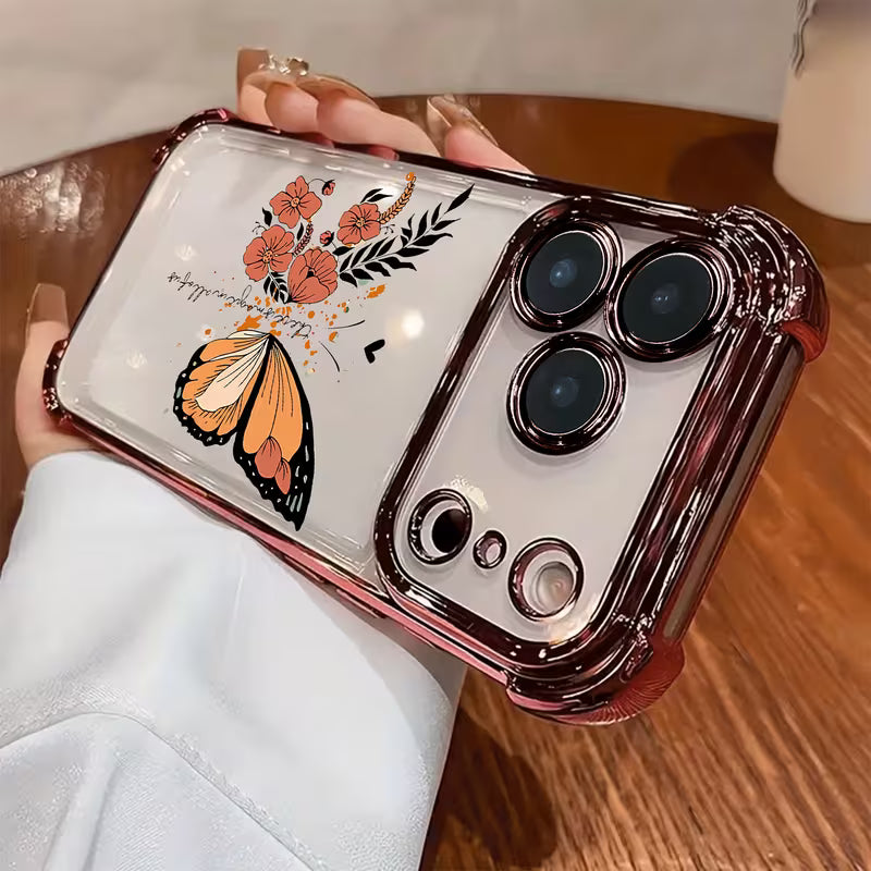 Floral & Butterfly Pattern Electroplated Transparent