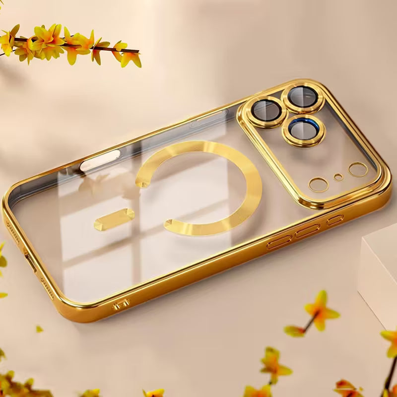 Luxury Plating Transparent Magnetic Wireless Charging Soft Phone Case