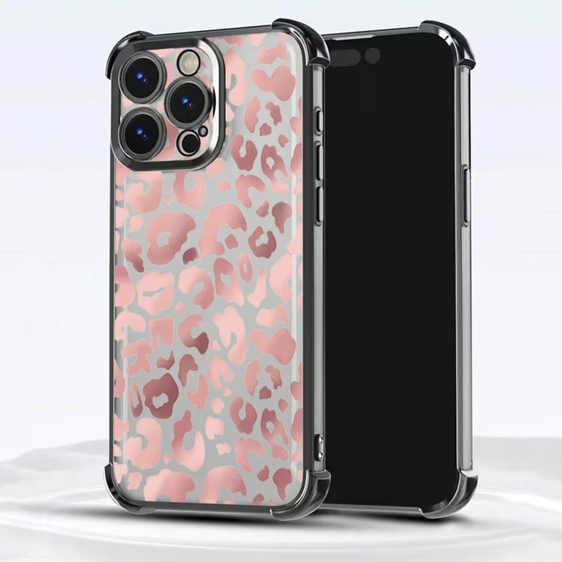 Transparent Phone Case with Gradient Leopard Design - Apple