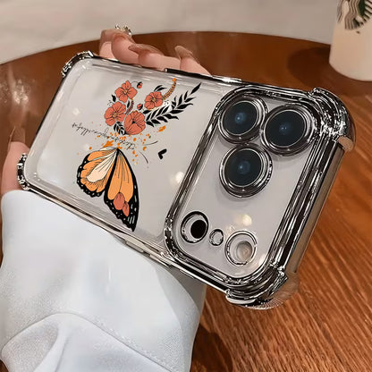 Floral & Butterfly Pattern Electroplated Transparent