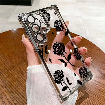 Black Rose Electroplated Transparent Design -Samsung