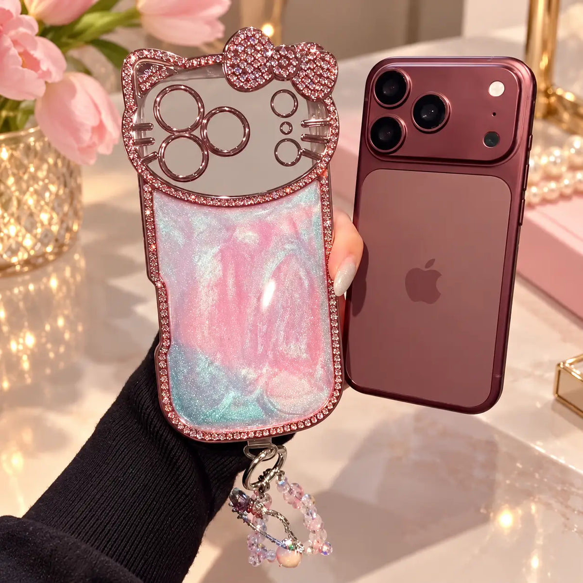 Fantasy Rhinestone Bow Kitty Sparkle Case