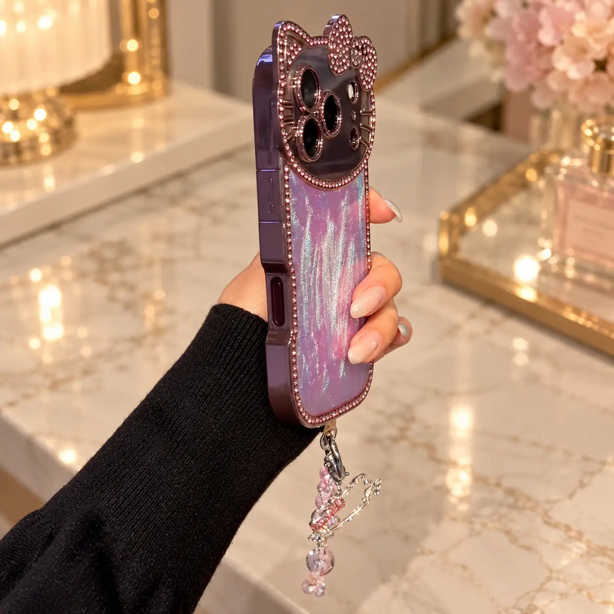 Fantasy Rhinestone Bow Kitty Sparkle Case