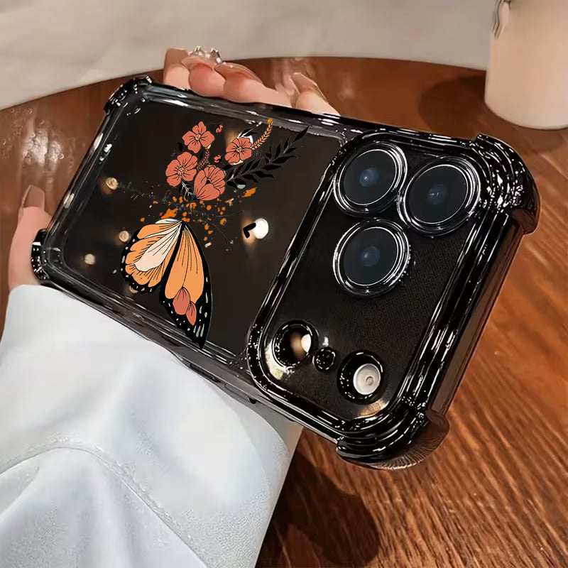 Floral & Butterfly Pattern Electroplated Transparent