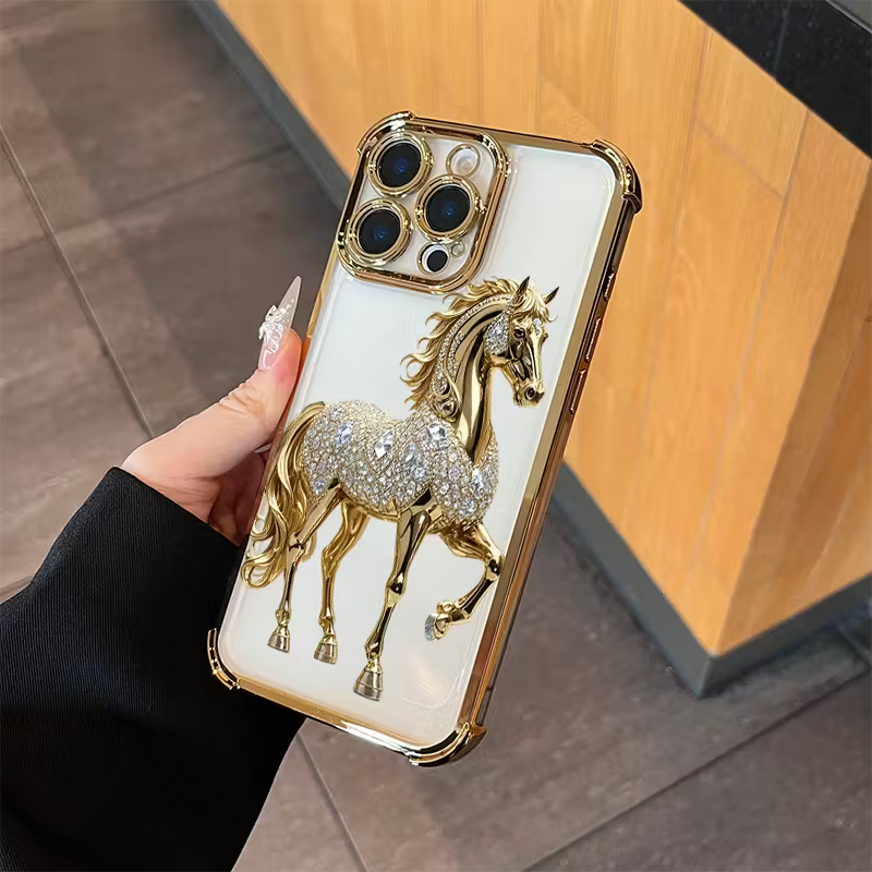 Elegant and Luxurious Golden Horse Soft Case