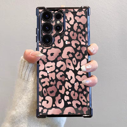 Transparent Phone Case with Gradient Leopard Design-Samsung