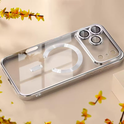 Luxury Plating Transparent Magnetic Wireless Charging Soft Phone Case