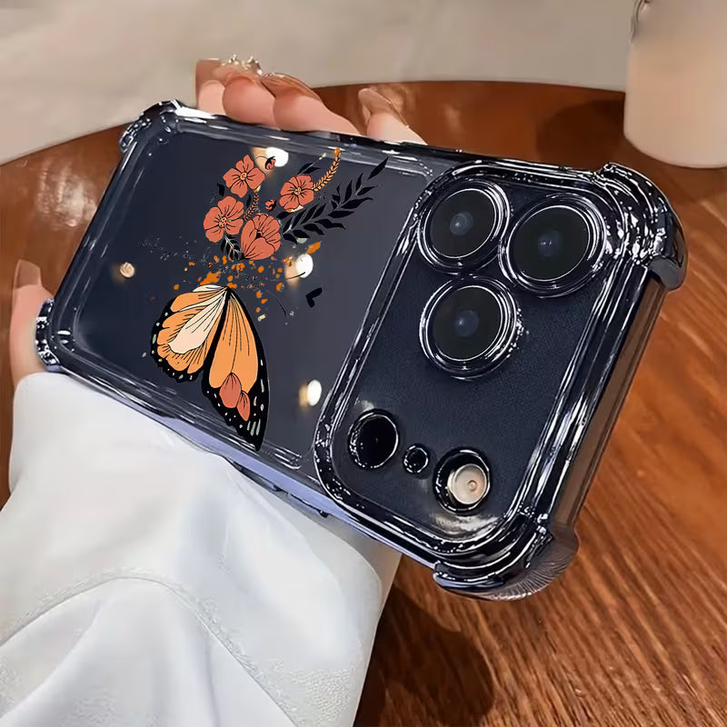 Floral & Butterfly Pattern Electroplated Transparent