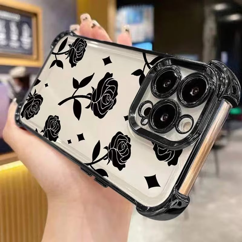Black Rose Electroplated Transparent Design - Apple