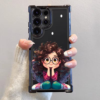 Lovely Girl Plating Design Transparent Phone Case - Samsung