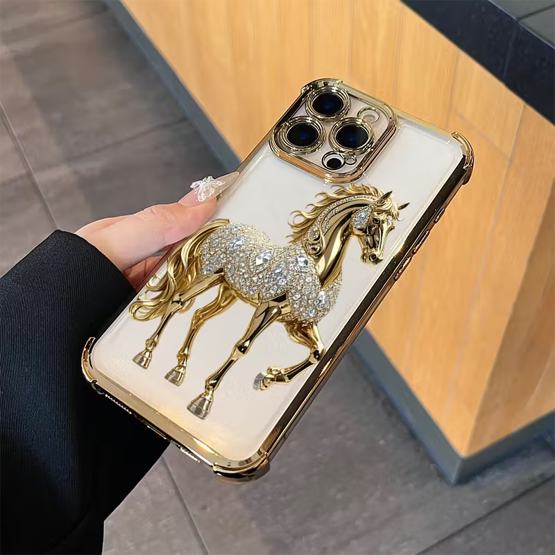 Elegant and Luxurious Golden Horse Soft Case
