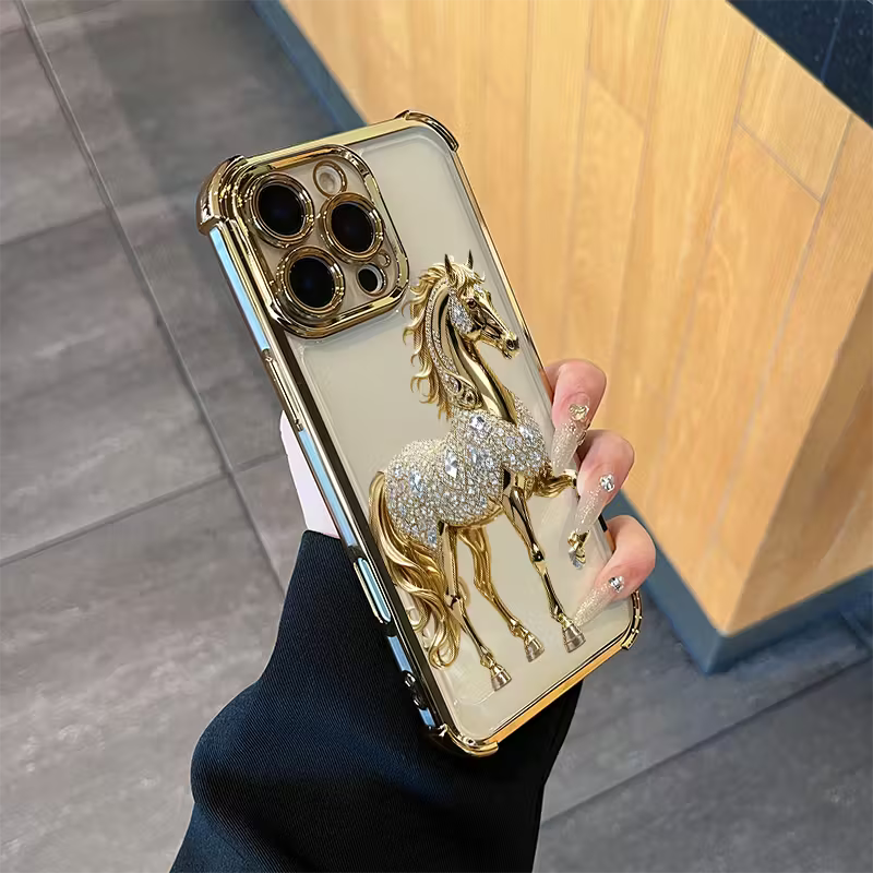 Elegant and Luxurious Golden Horse Soft Case
