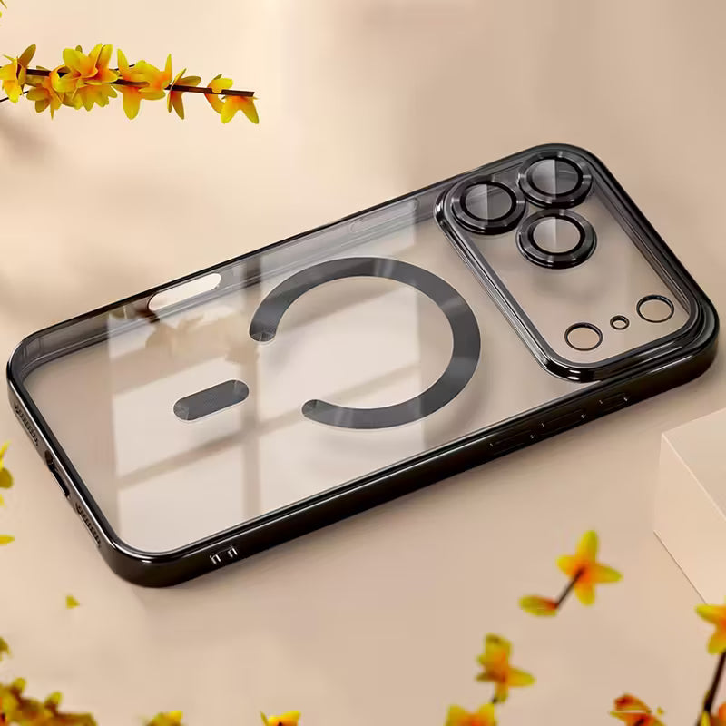 Luxury Plating Transparent Magnetic Wireless Charging Soft Phone Case