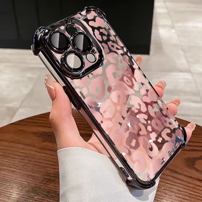 Transparent Phone Case with Gradient Leopard Design - Apple