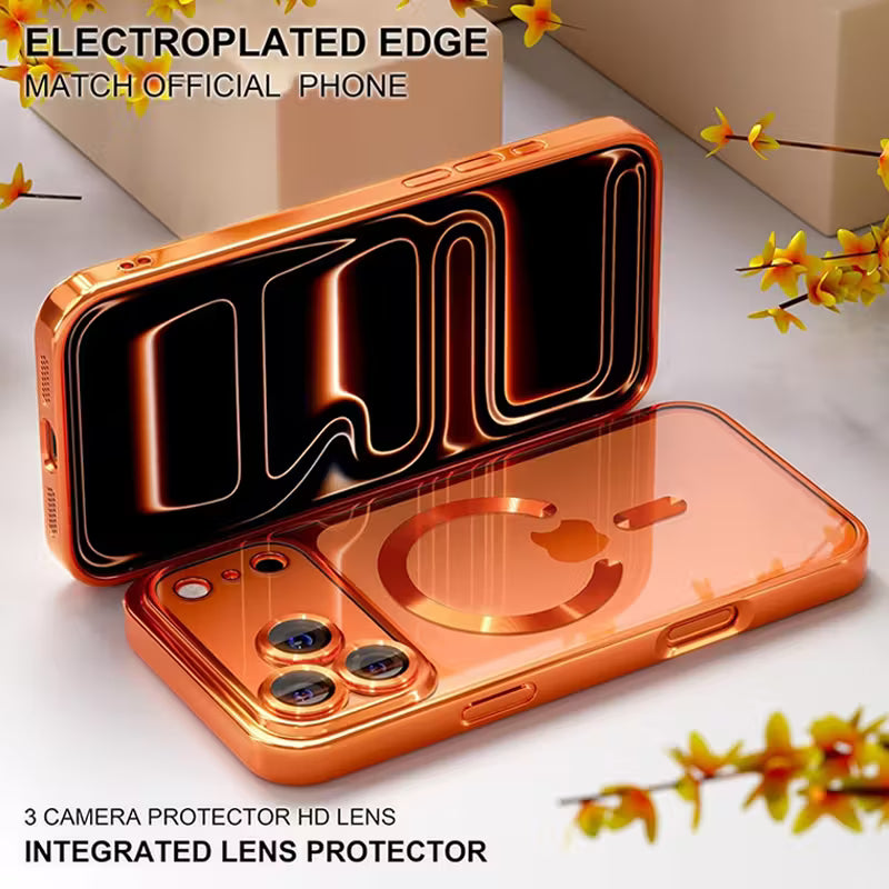 Luxury Plating Transparent Magnetic Wireless Charging Soft Phone Case