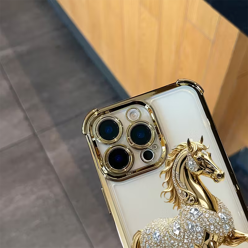 Elegant and Luxurious Golden Horse Soft Case