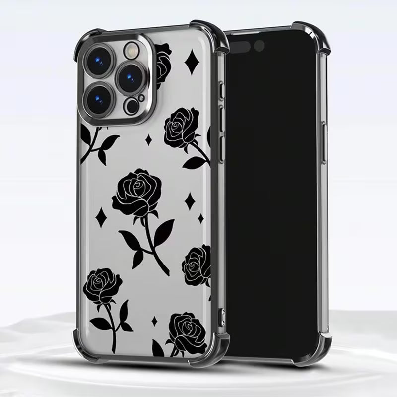 Black Rose Electroplated Transparent Design - Apple