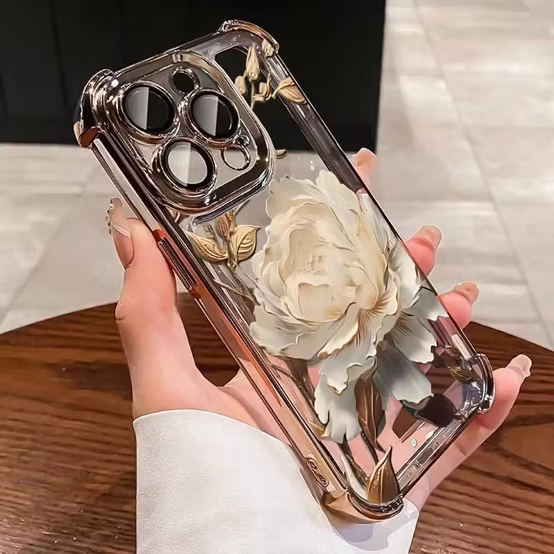 Golden Lotus Flower Plated Phone Case - Apple