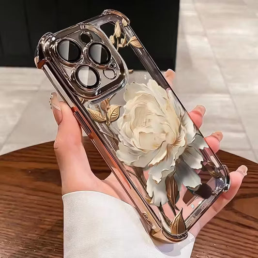 Golden Lotus Flower Plated Phone Case - Apple