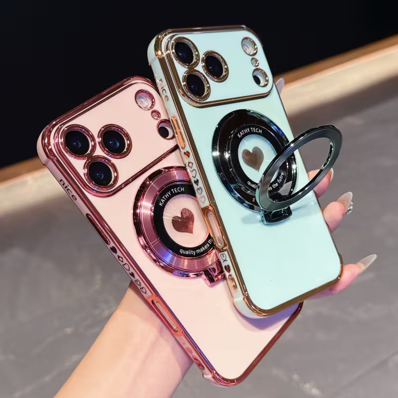 Electroplated Side Heart Stand CD Pattern Protective Case