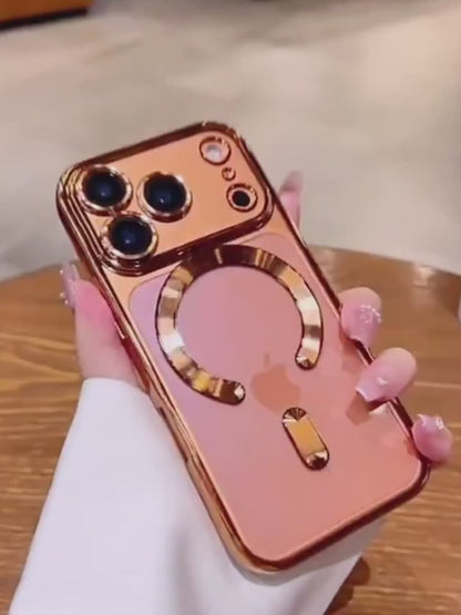 Luxury Plating Transparent Magnetic Wireless Charging Soft Phone Case